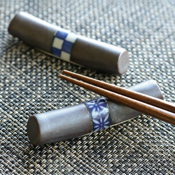 箸置き おしゃれ 和モダン 丸棒 正月 はしおき 陶器 食器 （ カトラリーレスト 箸置 市松模様 ...