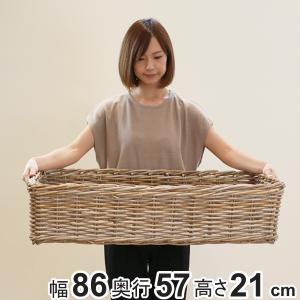 バスケット ラタン 幅75×奥行46×高さ15 持ち手付き かご 大きい