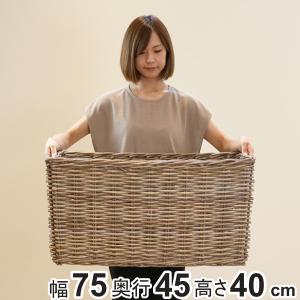 バスケット ラタン 幅86×奥行56×高さ46 持ち手付き かご 大きい