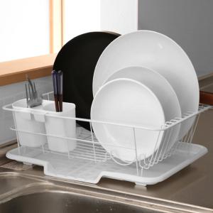 水切りラック 水切りかご 大 流れるトレー ホワ...の商品画像