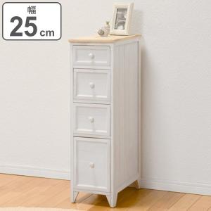 完成品 送料込★アンティーク調白家具 桐製4段スリムチェスト 幅30 隙間収納 スリムチェスト 4段 桐チェスト カントリー調 シャビーウッド 幅20cm