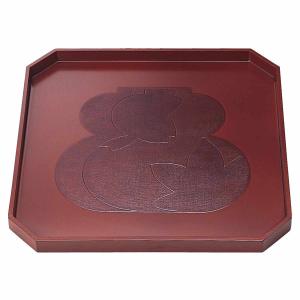 福井クラフト 正角盆 木製 尺1.5 隅切瓢春秋 根来 盆 懐石盆 敷膳 越前