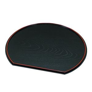 お盆 トレー 半月皿 両面タイプ 黒渕朱 漆器...の詳細画像1