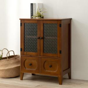 アンティーク調 ガラス張り キャビネット キャビネット 幅80cm 姫系 木製 アンティーク調 ブロカント