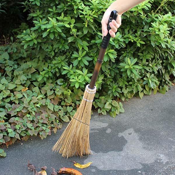 ほうき 短柄 長さ78cm 職人箒 （ 箒 ホーキ 屋外 庭ほうき 落ち葉掃除 分解可能 ヤシの葉脈...