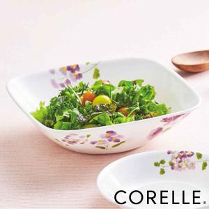 ボウル 22.5cm スクエア コレール CORELLE バイオレットミスト （ 食洗機対応 電子レンジ対応 オーブン対応 耐熱 サラダボウル 中鉢 白 盛鉢 ）｜colorfulbox