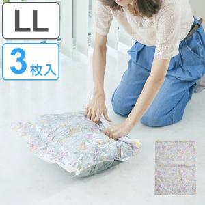 圧縮袋 衣類 ボタニカル LL3枚セット 衣類袋 （衣類用収納 収納 旅行袋 3枚入り 収納袋 押すだけ 日本製 出張）の商品画像