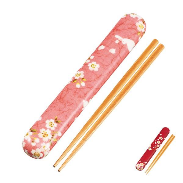 箸＆箸箱セット 布貼箸箱セット 桜うさぎ HAKOYA 18cm カトラリー （ 箸 箸箱 桜 和柄...