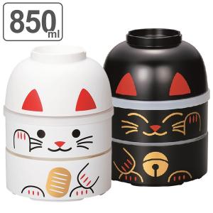 お弁当箱 2段 お椀付き こけし二段弁当 ねこたち まねきねこ HAKOYA 850ml ランチボックス （ 二段 レンジ対応 食洗機対応 二段弁当箱 ねこ ハコヤ おすすめ ）｜colorfulbox