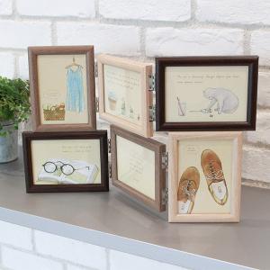 フォトフレーム L判 多面 6枚 木製風 壁掛け 卓上 写真立て BRUN