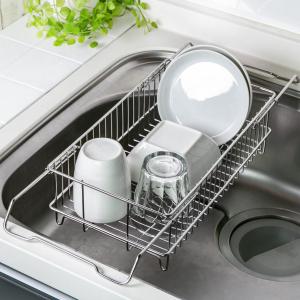 水切りラック シンク渡し式 ステンレス製 シンクスライド式水切り アットアクア