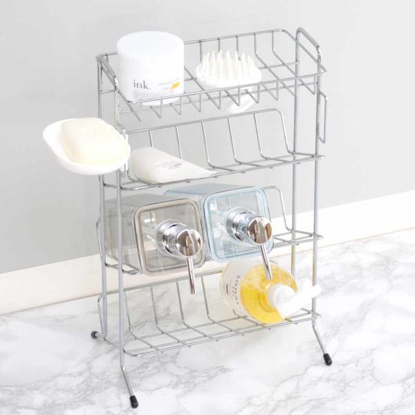 シャンプーラック 4段 バスストレージ お風呂 ラック バスラック 収納 （ バス収納 ディスペンサ...