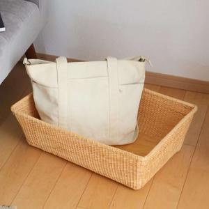 バスケット ラタン 幅86×奥行56×高さ46 持ち手付き かご 大きい