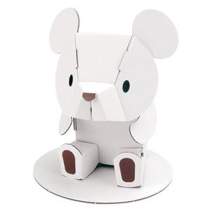 ダンボール おもちゃ くま ホワイトくまちゃん 工作 子供 組立 （ 工作キット ペパークラフト ペーパーアート キット 動物 ）