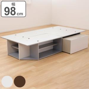 ベッド シングル ヘッドレス サイドテーブル付き 組み立て 簡単 収納 ラック ベット フレーム （シングルベッド 収納付き ベッドフレーム 収納ベッド）の商品画像