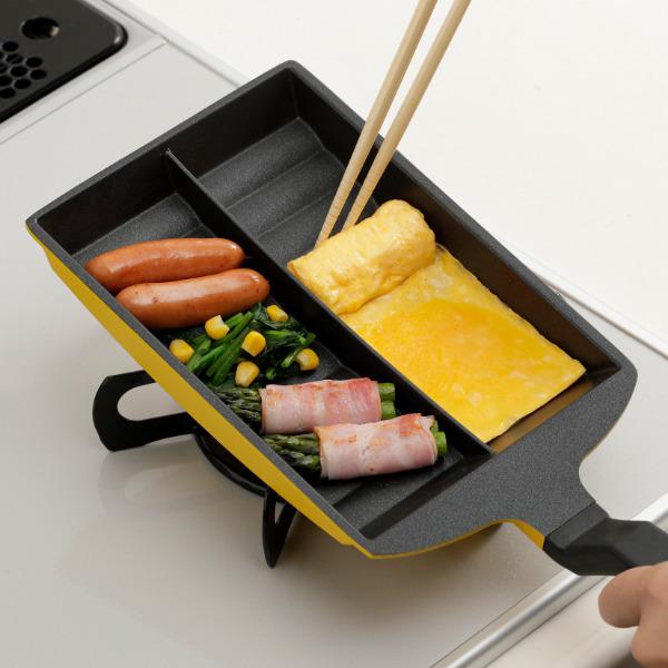 玉子焼き器 仕切り付き 早業 ツインシェフ （ ガス火対応 卵焼き器 たまご焼き器 卵1個 玉子1個...
