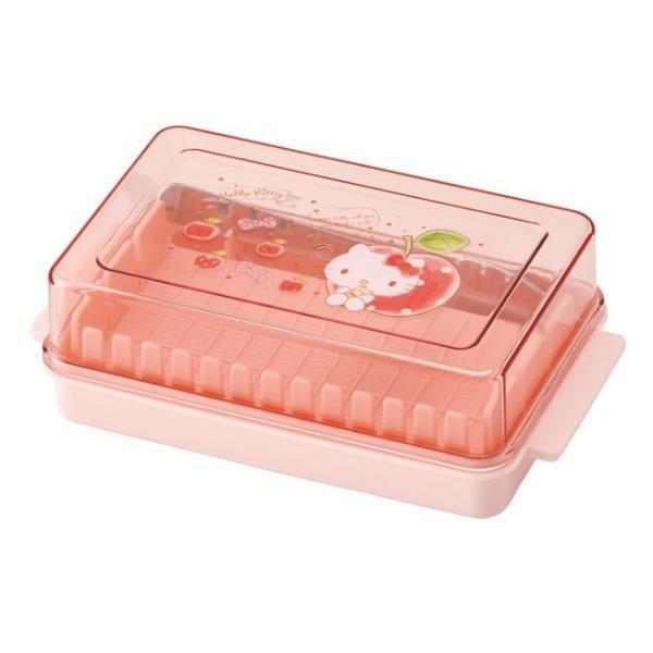 バターケース 定量カッティング付 ハローキティ 先割れナイフ付 電子レンジ可 （ バター容器 バター...