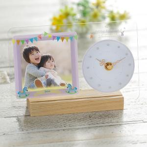 フォトフレーム 時計 出産祝い 6月 誕生石 パール プレゼント アナログ おしゃれ （ 写真立て フォトスタンド 写真フレーム 写真たて ）｜colorfulbox