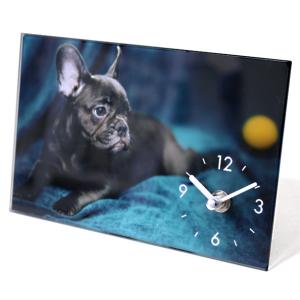 置き時計 ガラスアートピクチャー ドッグ B 時計 アナログ （置時計 とけい テーブルクロック クロック 雑貨）の商品画像