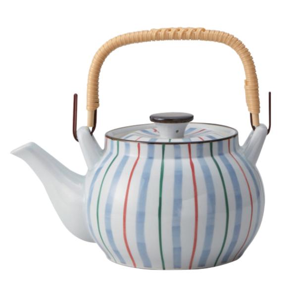 土瓶急須 990ml 6号 三色十草 茶こし付き 急須 陶器製 （ 食洗機対応 土瓶型 上手型急須 ...