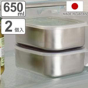 下村企販 保存容器 650ml ステンレスふた付保存容器 深型 2個組