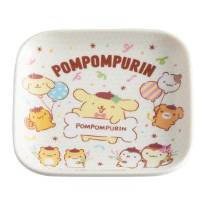 小皿 8cm 角皿 ポムポムプリン A プラスチック （ メラミンプレート 取り皿 皿 子ども用食器 ）｜colorfulbox