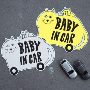 セーフティサイン Lien de famille Baby in car ねこちゃん （ カーサイン セーフティ サイン ステッカー ねこ マグネット 車 赤ちゃん ベビー ）