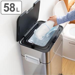 小森樹脂 ゴミ箱 58L HOALU ステンレス （ ごみ箱 ダストボックス