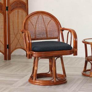 回転座椅子 ハイタイプ ラタンチェア 籐家具 座面高45cm : お弁当