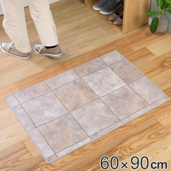 玄関マット 室内用 60×90cm セラミックタイル 撥水加工 （ 玄関 マット 屋内 拭ける 室内...