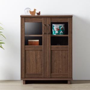 木製ダークブラウン収納家具 下駄箱 シューズボックス 木目調 ダークブラウン 木製 幅79 高さ89