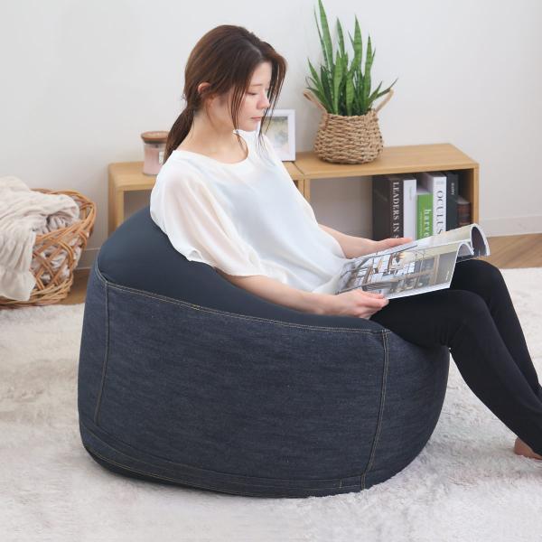 ビーズクッション Lサイズ キューブチェア デニム （ 洗える カバー クッション ビーズ ソファ ...