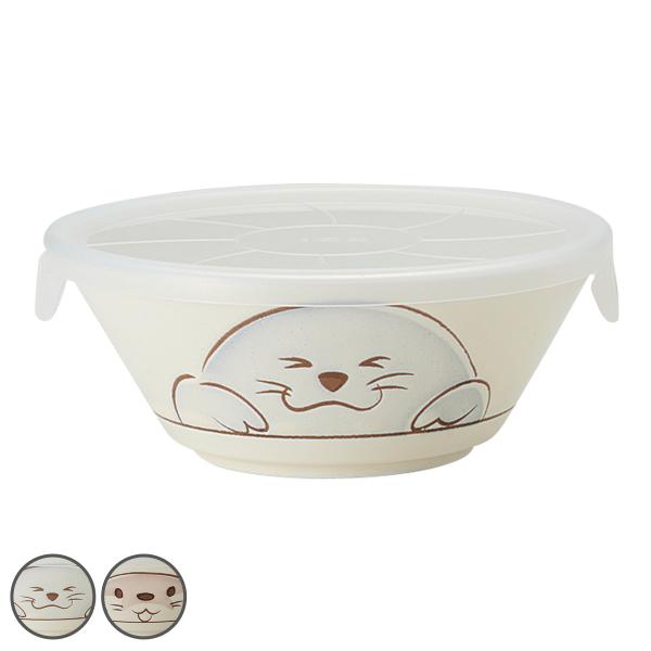 保存容器 蓋付き小鉢 箱入り アザラシ カワウソ （ レンジ対応 食洗機対応 陶器 動物 ふた付き ...