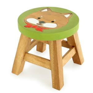 スツール 柴犬 木製 天然木 丸椅子 （ 丸 ウッドスツール 子ども 椅子 キッズ ミニチェア ミニスツール 完成品 ）｜colorfulbox