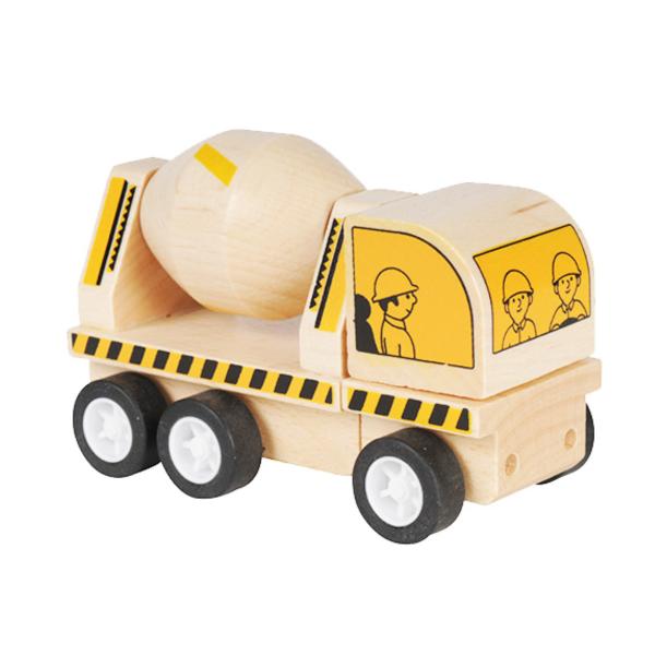 おもちゃ はたらくくるま工事現場 コンクリートミキサー 木製 （ 木製おもちゃ 木のおもちゃ 働く車...