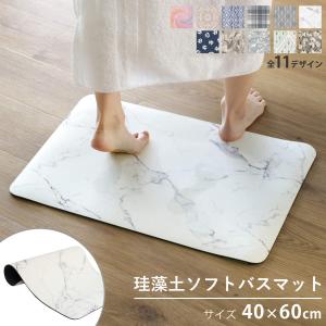 バスマット 珪藻土 ソフトバスマット プリントバスマット 40×60cm ソフト （ 珪藻土バスマット 軽量 速乾 吸収 足ふきマット ）