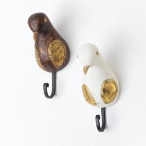 フック ウッドバードフック アイアン （ 壁掛けフック 壁 金具 天然木