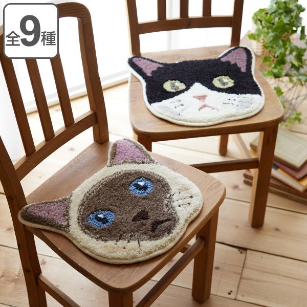 チェアパッド ネコカオ 35cm×38cm 日本製 （ ネコ チェア パッド 猫 ねこ 座布団 パイ...