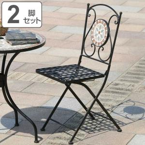 【新着商品】不二貿易 ガーデンチェア 花柄 タイル チェア 素焼き調 庭 バルコ 不二貿易（Fuji Boeki） ガーデンチェア モザイクチェア 花柄 2脚