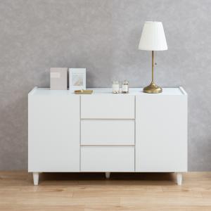 キャビネット 引出し3段 脚付 フレンチシャビー調 幅120cm （ 収納棚 リビングチェスト たんす リビング収納 日本製 完成品 ）