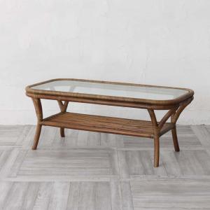 ローテーブル 幅100cm ガラス天板 アバカ素材 完成品 グランツ