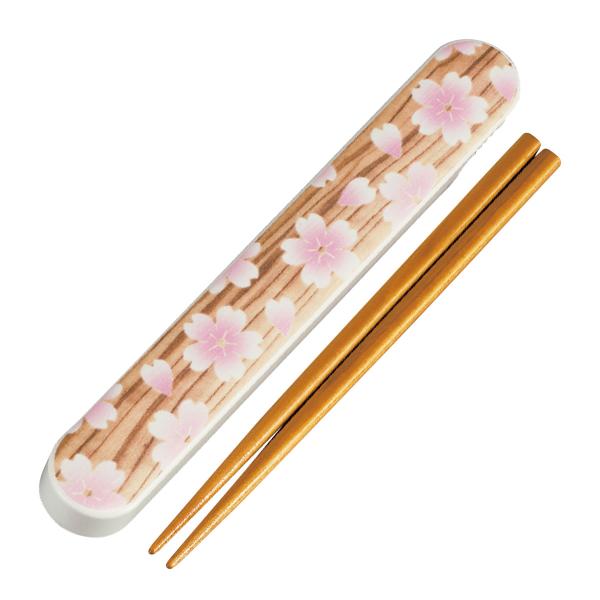 箸箱セット スライド箸箱セット 18.0cm 桜木目ピンク （ お箸 箸 箸箱 はし箱 セット 18...