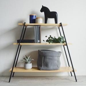 オープンラック COLLEND Iron Leg Rack 3段 ナチュラル （ 天然木 幅90cm シェルフ 棚 飾り棚 スチール 簡単設置 収納 ）｜colorfulbox