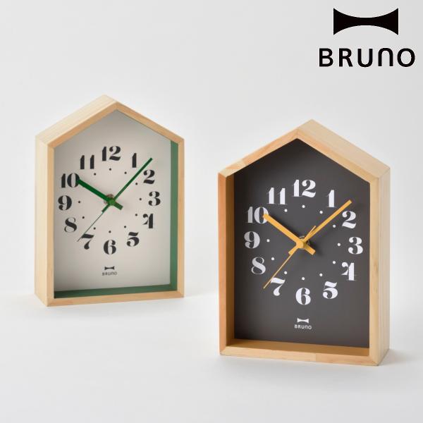 BRUNO 置掛両用時計 ウッドハウスクロック 連続秒針 （ ブルーノ 時計 掛け時計 壁掛け 置き...