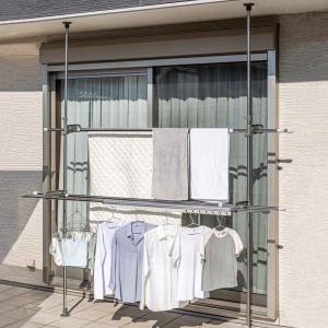 物干し 室外 ベランダ用突っ張り物干し 2段 （ ポール 突っ張り 洗濯