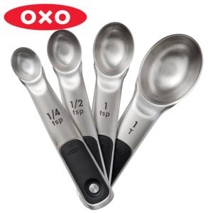 OXO メジャースプーン セット Good Grips 計量スプーン マグネット付き （ オクソー 調味料スプーン ステンレス 4本組 大さじ 小さじ ）｜お弁当グッズのカラフルボックス