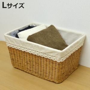 ちどり産業 バスケット 天然素材 レース Lサイズ 収納 （ 幅51.5×奥行