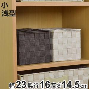 収納ボックス テープバスケット 小 浅型 ふた付き 幅23×奥行16×高さ14.5cm （ カゴ バスケット 収納ケース 小物入れ 収納 カラーボックス インナーボックス ）