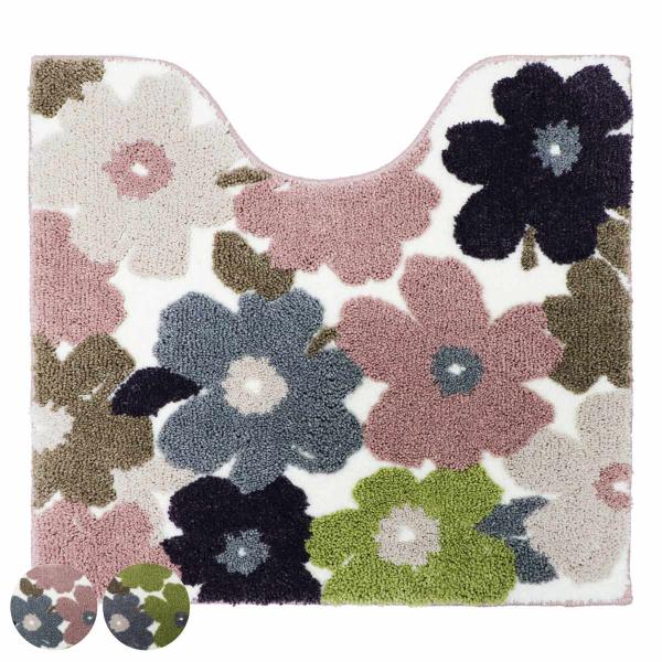 トイレマット フルール 55×60cm （ マット トイレ 足元 トイレタリー トイレグッズ 滑りに...