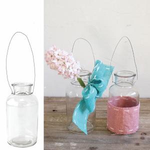 フラワーベース WIRE BOTTLE GLASS L （ 花瓶 ワイヤーボトル エアプランツ 花びん 花器 ベース ）｜colorfulbox